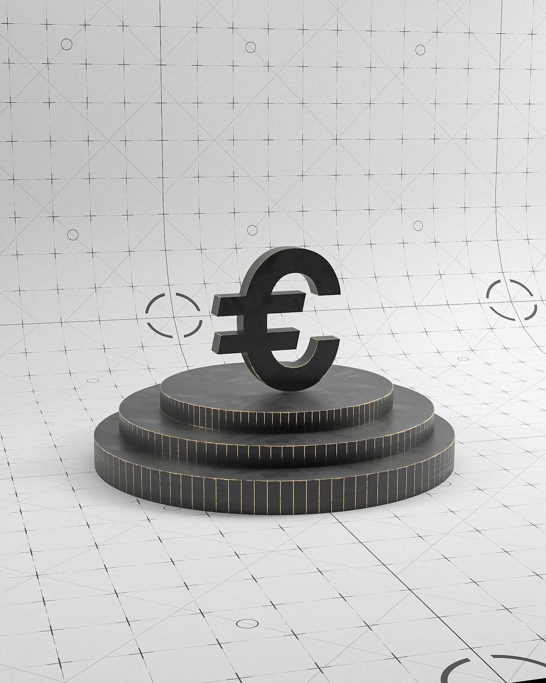 Metal podium with euro symbol cgi graphics